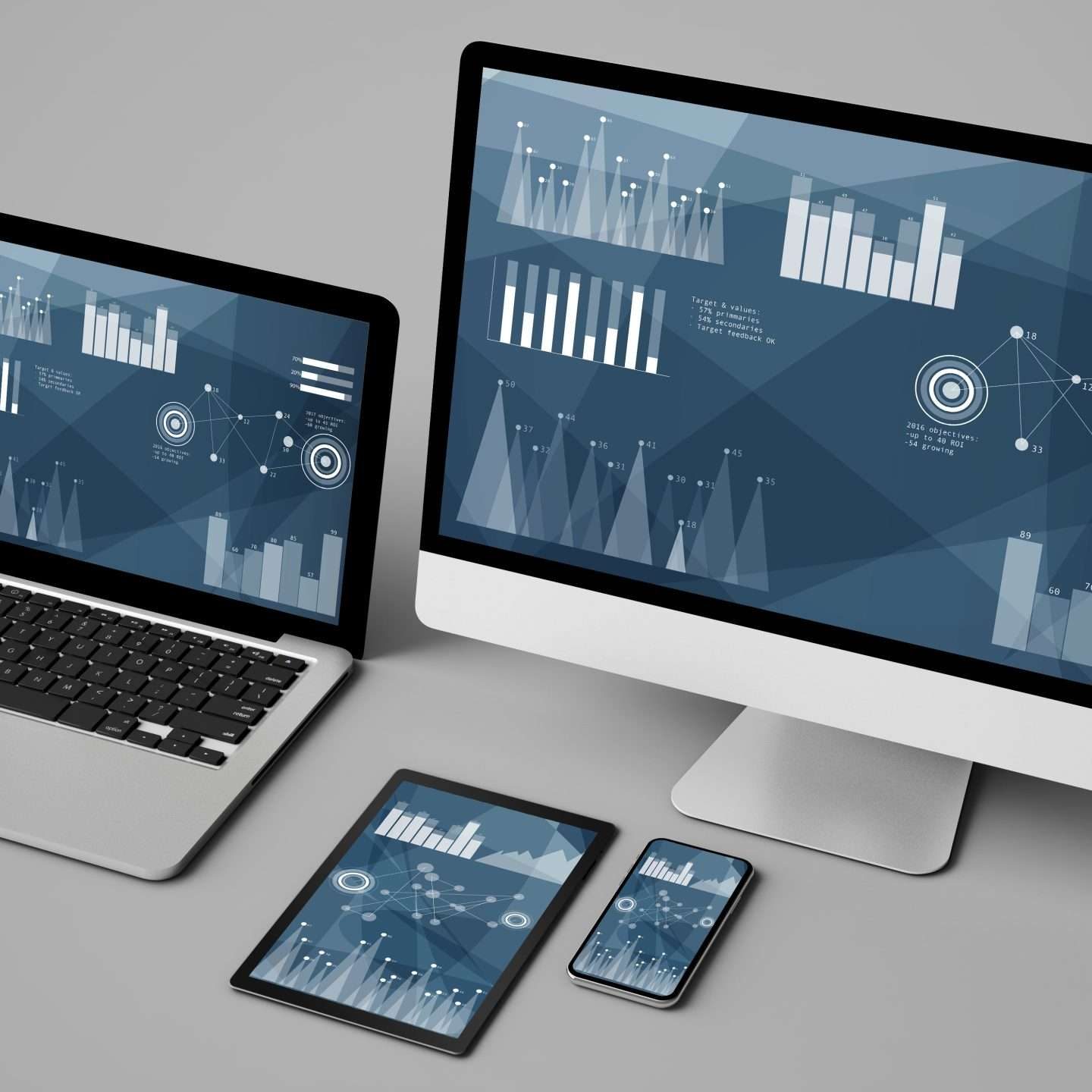 devices collection isolated showing data graphics 3d rendering